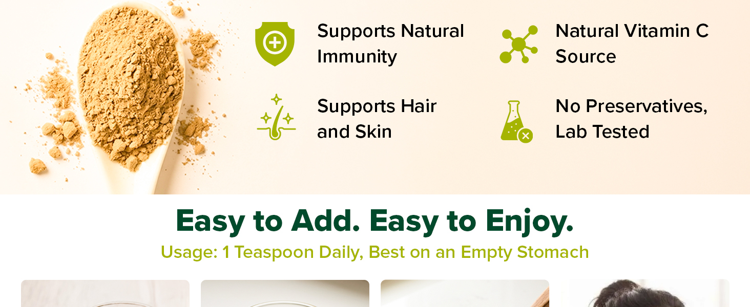 VAHDAM Amla Powder 200g | Natural Vitamin C Source | Supports Immunity, Hair & Natural Vitality | Ideal for Eating, Drinking & Skin | Vegan | 66 Servings