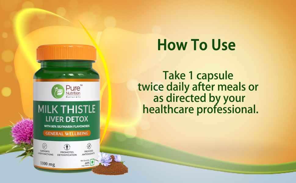 Pure Nutrition Milk Thistle Tablets with Liver Detox Supplement | Fatty liver supplements with N-Acetyl L-Cysteine (NAC), Curcumin, Amla & Vitamin C | Supports Fatty Liver Health & Natural Detoxification Formula - 60 Tablets