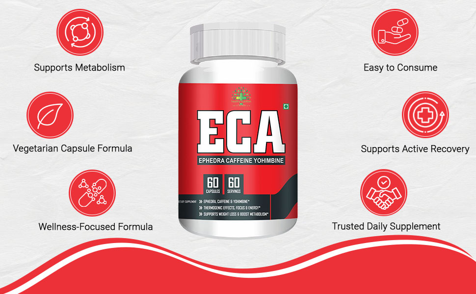 Healthy Nutrition ECA -Ephedra, Caffeine & Yohimbine Fat Burner Supplement, Weight Management, Helps in Curbing Cravings Veg -60 Capsules