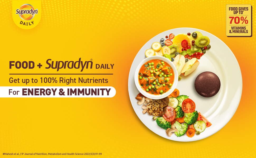 Supradyn Daily, India's No.1 Multivitamin Tablets for Women | With Vitamin A, B Complex, C, D, E, Zinc and Magnesium for Energy, Immunity and Overall Health | 90 tablets