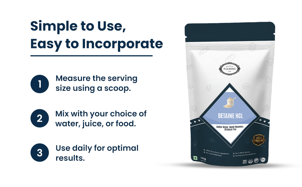 Betaine HCL Powder - 250 Grams | Digestive Support Formula for Better Nutrient Absorption & Stomach Acid Balance | Food Grade High Purity Supplement