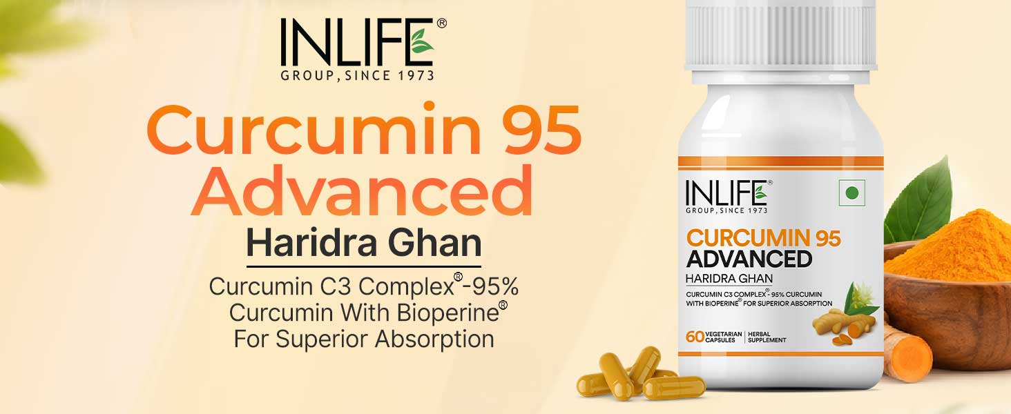 INLIFE Curcumin C3 Complex 500mg, Piperine, 95% Curcuminoids, 60 Capsules