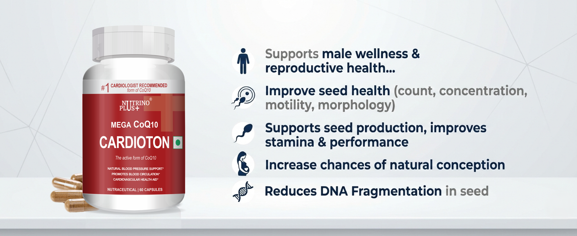 Cardioton CoQ10 120mg with Arjuna, Ashok Bark & Moringa | Herbal Formula for Heart Function & Wellness Support | Antioxidant-Rich Veg Capsules | Formulated in USA | 60 Count