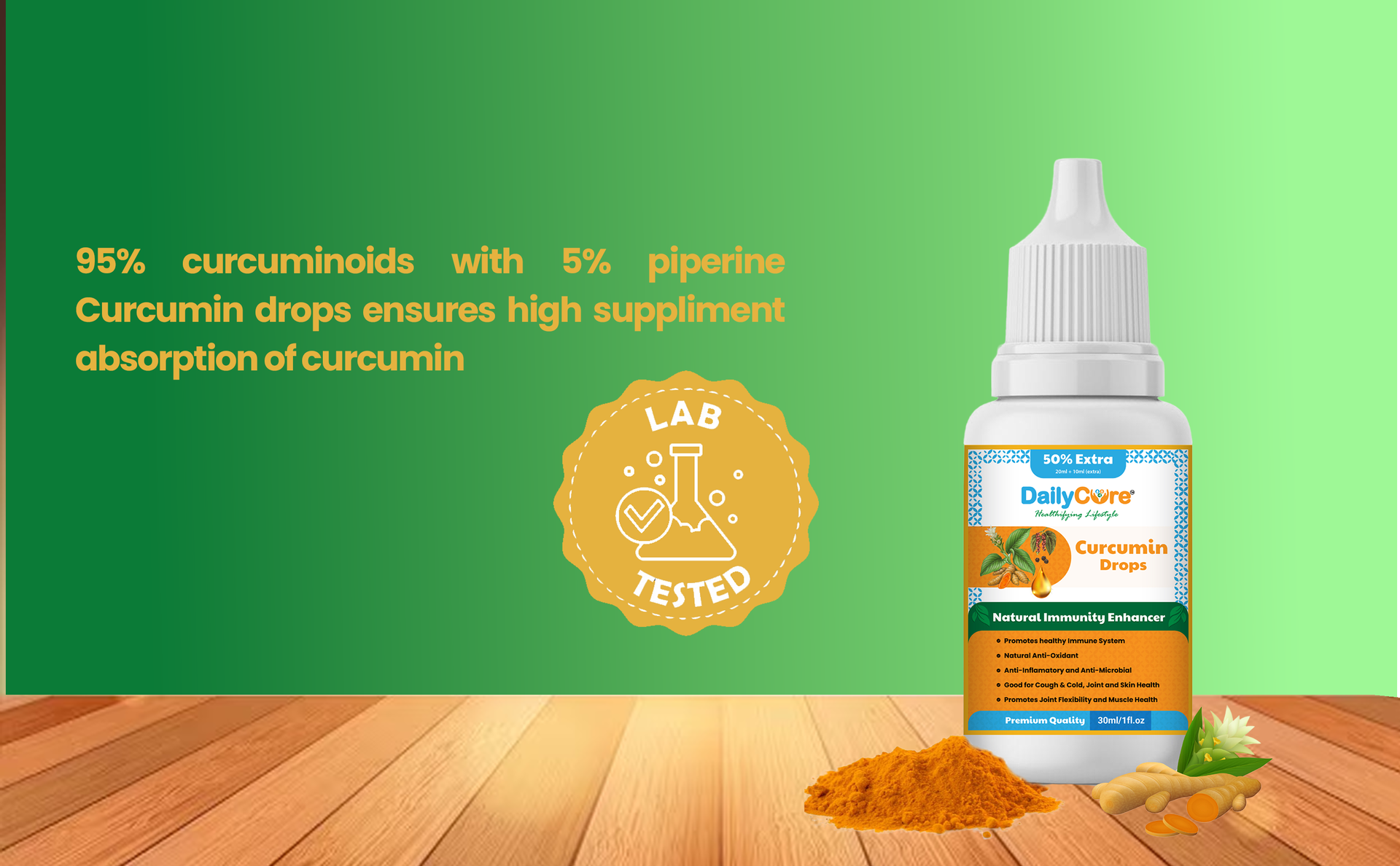 Curcumin Drops 30ml to Boost Immunity and Strength and joint flexibility