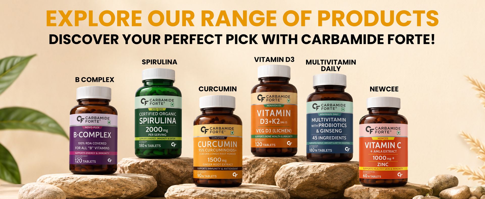 Carbamide Forte Curcumin With Piperine Tablets With 95% Curcuminoids | Immunity Boosters Tablet For Adults With Curcuma Longa, Turmeric Powder & Ginger 90 Veg Curcumin Tablets (Pack Of 2)