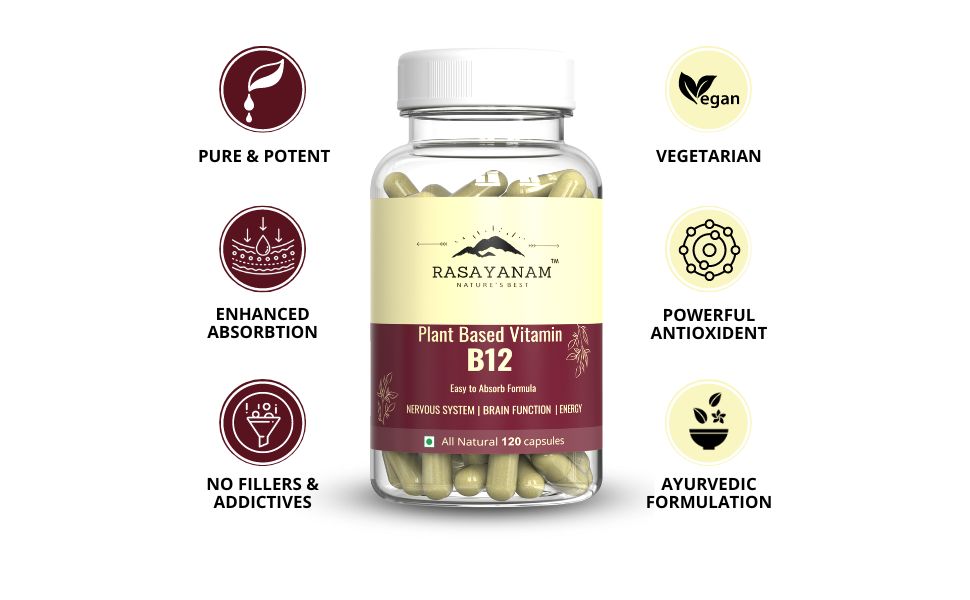 Rasayanam Curcumin + Plant-based Vitamin B12 Combo | 95% Curcuminoids, Piperine & Triple Turmeric Blend + Vegan B12 with 7 Superfoods | Supports Joint Mobility, Inflammation Balance, Energy, Focus & Nerve Health