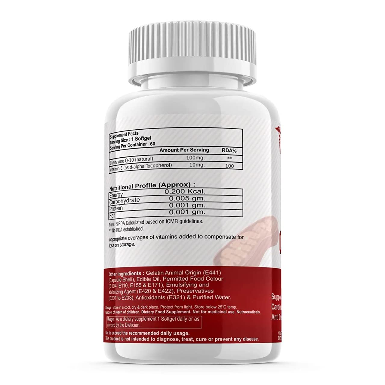 1MD Nutrition Coenzyme Q10 (Co-Q10, Ubiquinol) 100mg - Cardiovascular Health Support - Antioxidant - 60 Tablets