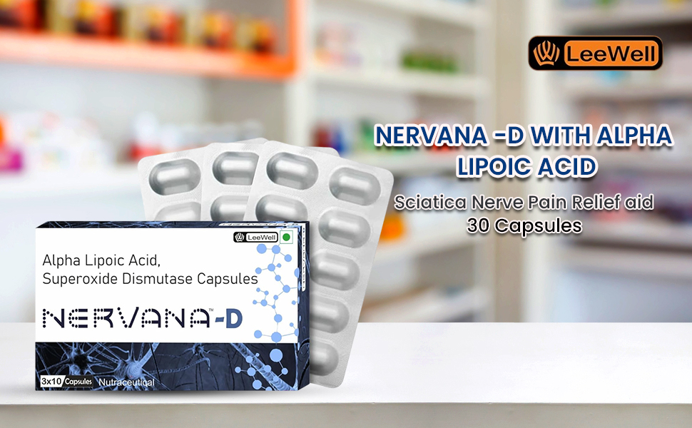 Nervana -D (LeeWell) Alpha Lipoic Acid 600mg, Superoxide Dismutase 140IU | Nerve health supplements | Nerve pain relief, Nerve repair, Nerve weakness, Sciatica Pain support - 30 Capsules
