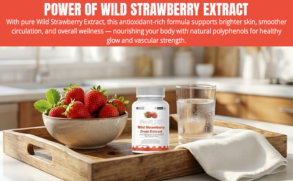(LeeWell) Wild Strawberry Fruit Extract powder Supplement, Natural Source of fisetin Antioxidant, For Skin and Vascular Health- 60 Capsules