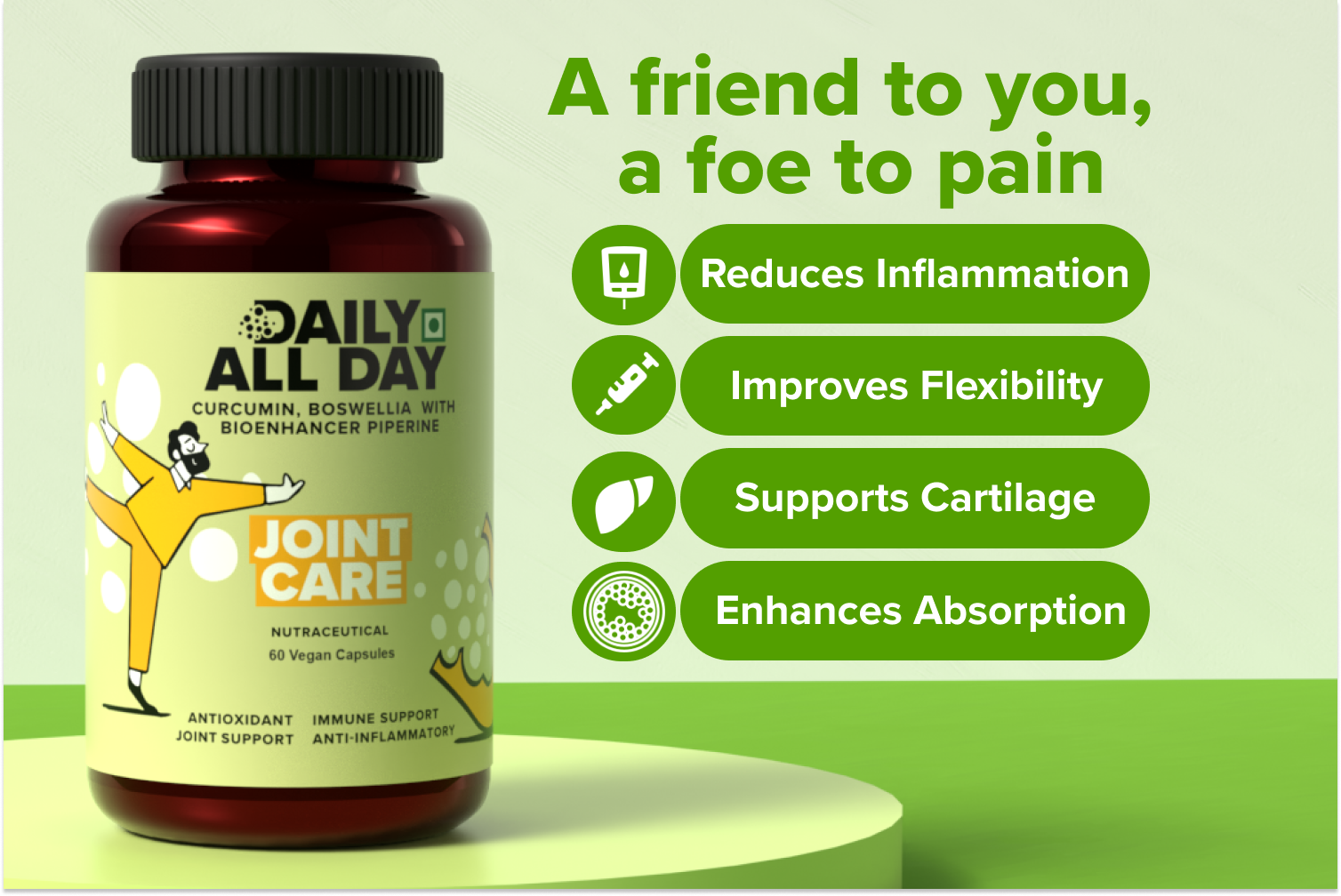 Joint Care 300mg Active Curcuminoids (95% Standardised) with Boswellia Serrata 65% Boswellic Acids & Piperine Turmeric Supplement for Joint Comfort & Mobility 60 Vegan Capsules