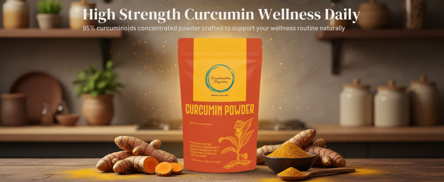 Curcumin Powder | 95% Curcuminoids | Natural Haldi Dhoodh & Golden Milk Ingredient | Vegan & Non‑GMO | Antioxidant & Anti‑Inflammatory Wellness | 50g