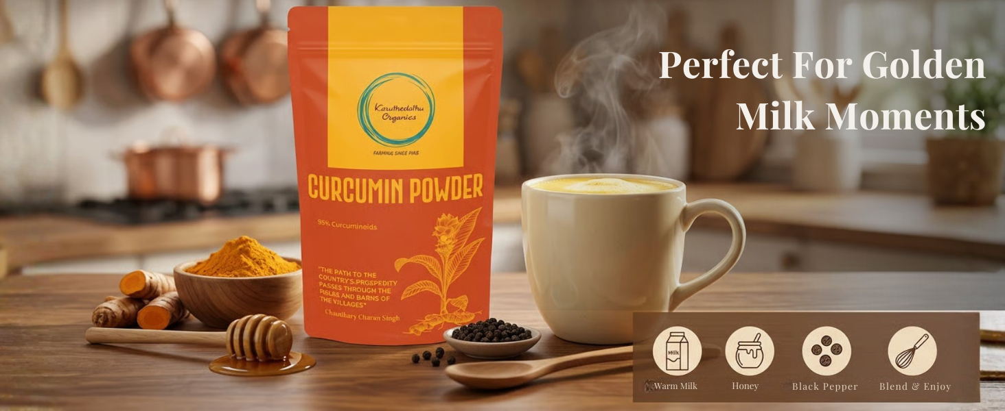 Curcumin Powder | 95% Curcuminoids | Natural Haldi Dhoodh & Golden Milk Ingredient | Vegan & Non‑GMO | Antioxidant & Anti‑Inflammatory Wellness | 50g