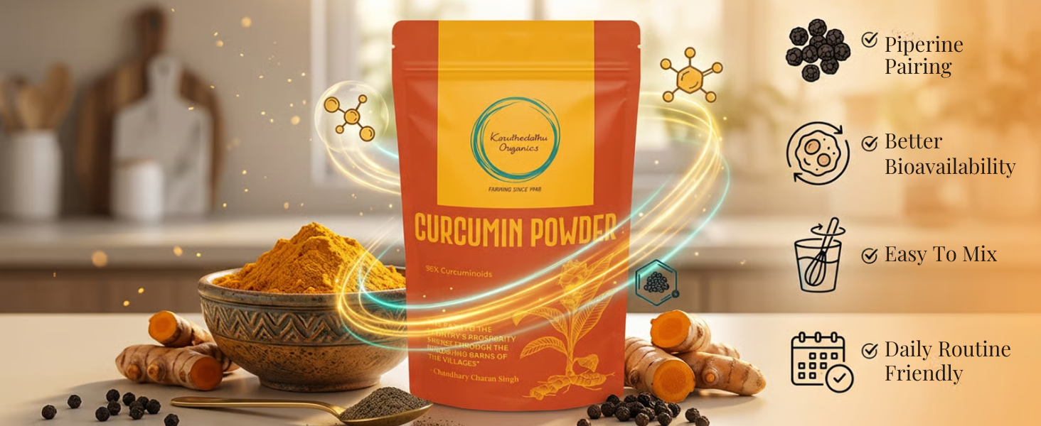 Curcumin Powder | 95% Curcuminoids | Natural Haldi Dhoodh & Golden Milk Ingredient | Vegan & Non‑GMO | Antioxidant & Anti‑Inflammatory Wellness | 50g