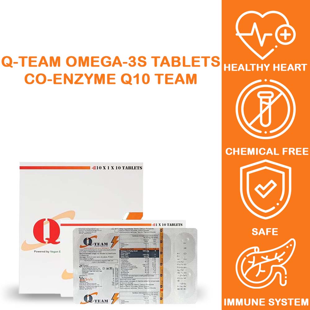Q-TEAM Omega-3s Tablets Co-Enzyme Q10 Team (10 Tablets) (Pack of 1)