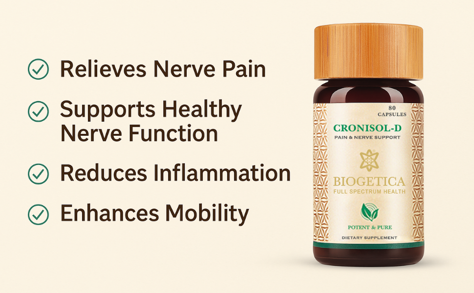 CRONISOL-D Pain & Nerve Support Supplement, Improves Energy Level, Balances Synapses, 80 Capsules