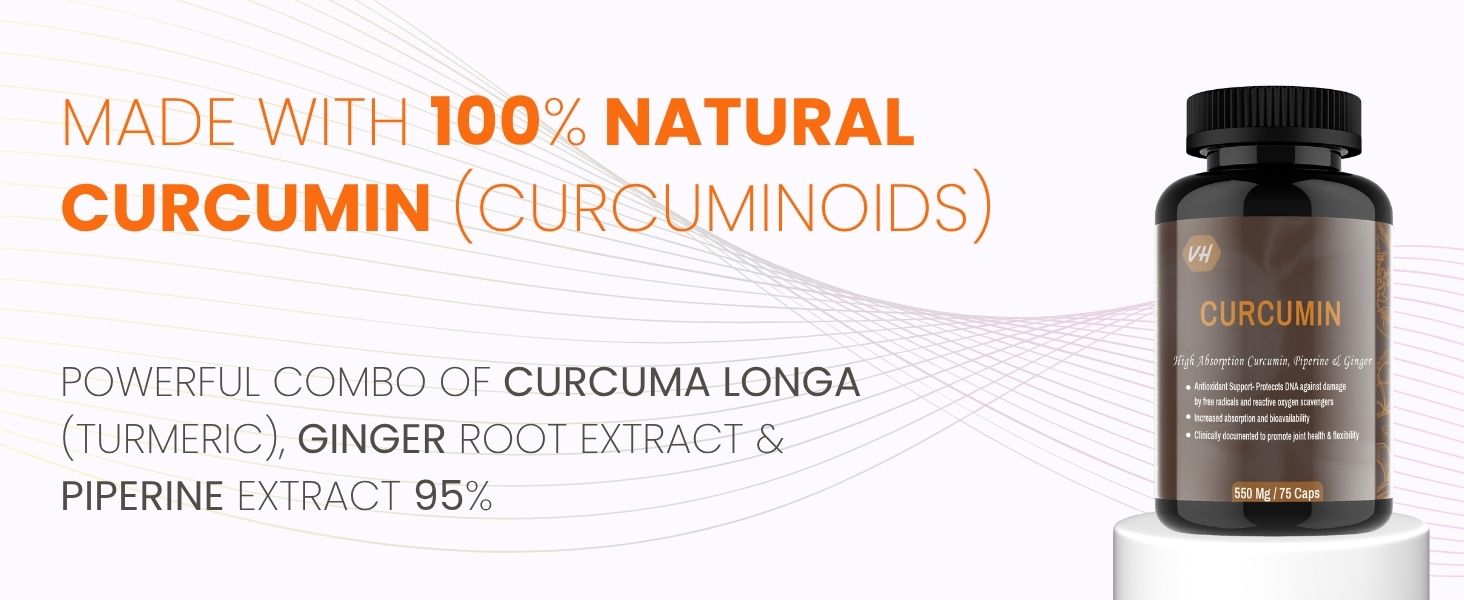 Curcumin Capsules with Piperine - 500mg | Immunity Booster, Anti-Inflammatory, Collagen Support | Ginger & Antioxidant Rich Curcuminoids for Enhanced Health 75 Capsules by VitaminHaat