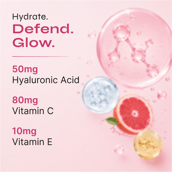 Glow Arc Skin, Hair & Nail Supplement | Glutathione, Hyaluronic Acid, Evening Primrose Oil, Vitamin C & E | Antioxidant & Skin Health Support | Berry Flavour | 250 g