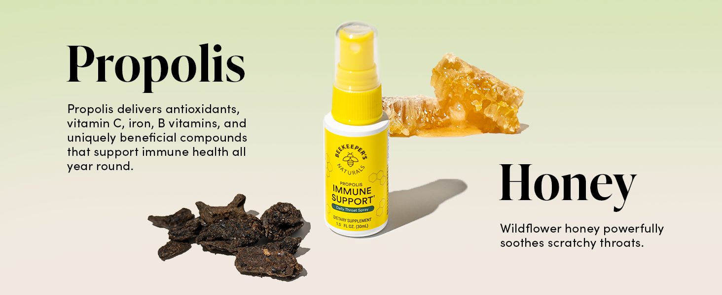Beekeeper's Naturals Propolis Throat Spray for Daily Immune Support, 1 oz