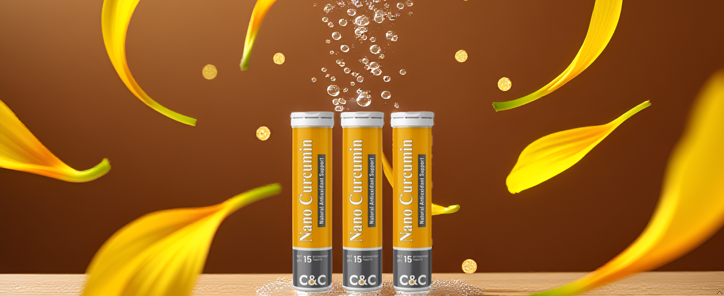 Nano Curcumin Effervescent Tablets – High Absorption Turmeric Supplement for Joint, Bone & Immunity Support – Anti-Inflammatory Formula for Digestion & Gut Health – Fast Dissolving Tablets (Pack of 1)