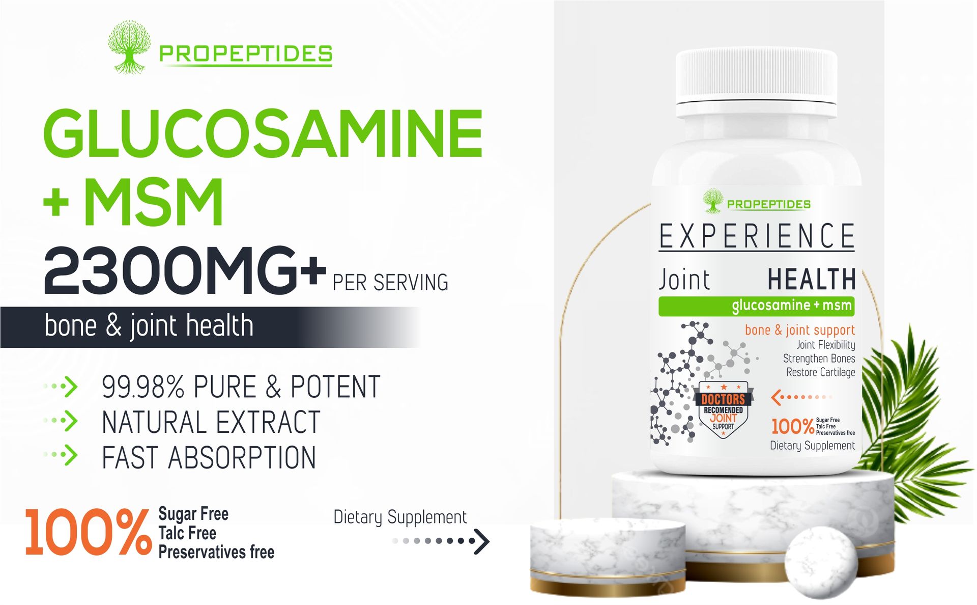 Joint Support Supplement with Glucosamine, Chondroitin, MSM, Boswellia, Collagen Type 2, Hyaluronic Acid & Vitamin D3 | Tablets for Bone & Joint Health, ((COUNT)) Tablets