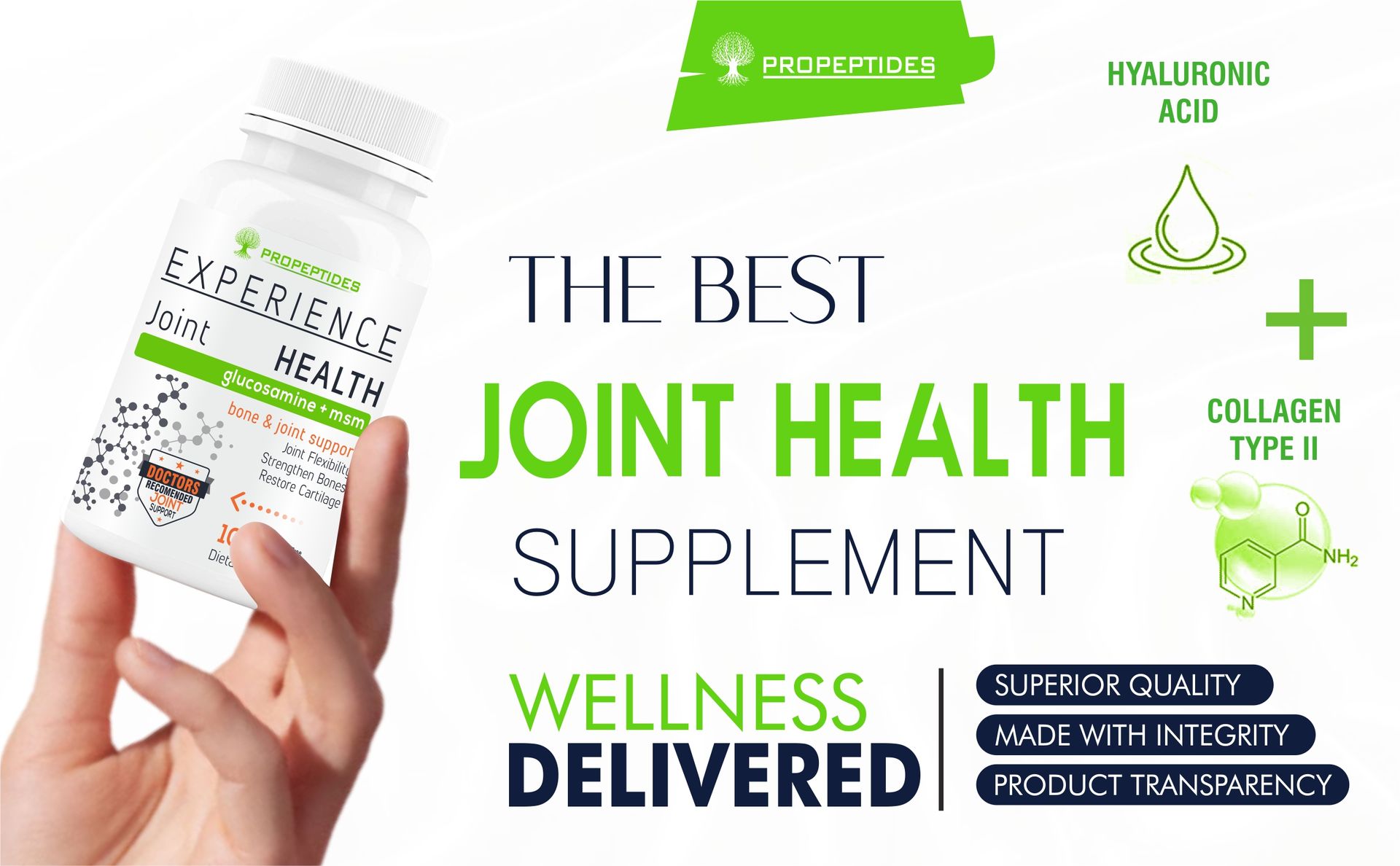 Joint Support Supplement with Glucosamine, Chondroitin, MSM, Boswellia, Collagen Type 2, Hyaluronic Acid & Vitamin D3 | Tablets for Bone & Joint Health, ((COUNT)) Tablets