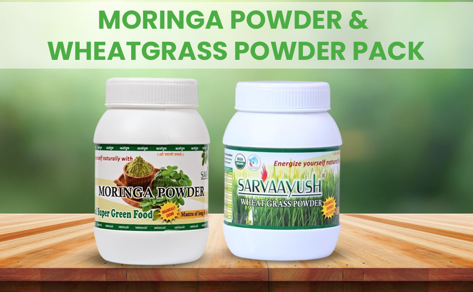 MORINGA 100 GM & WHEATGRASS 60 POWDER PACK| HEALTHY COMBO | SUPER FOOD | HERBAL SUPPLIMENT | RICH IN VITAMINS | ANTIOXIDENTS | IMMUNITY BOOSTER | NATURAL | SUPPORT HEALTHY LIFE
