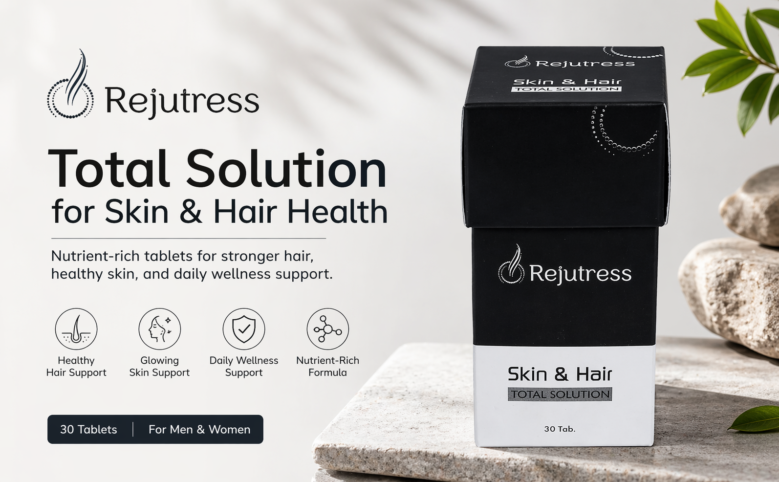 Skin & Hair Health Tablets | Daily Nutrient Support for Scalp, Hair & Skin Care | Suitable for Men & Women | Daily Wellness Support - 30 Tabs