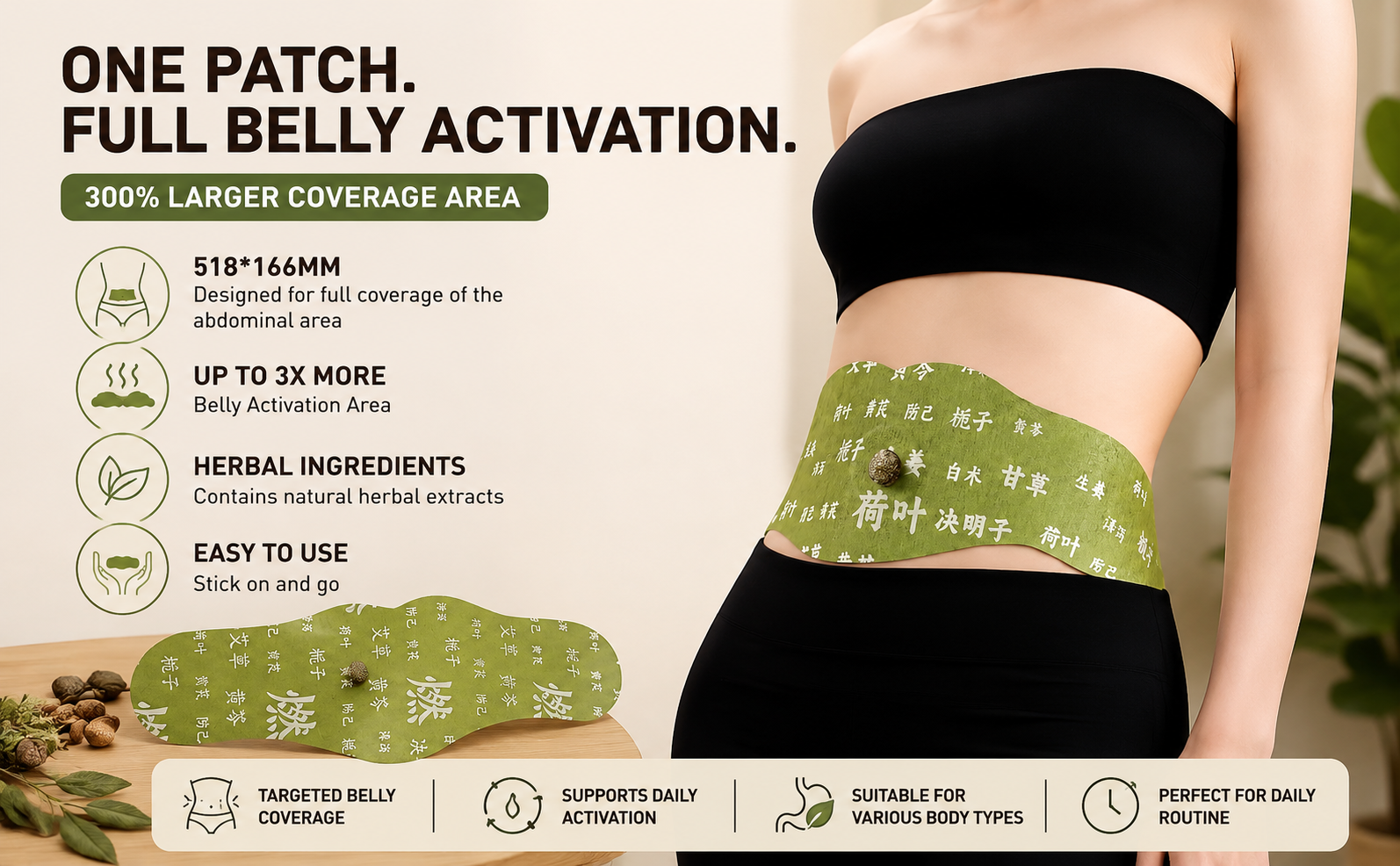 Balance Waist Patch with Herbal Formula, Belly Button Adhesive Patch for Women, Skin Friendly Daily Wellness for Abdominal Comfort and Self Care Routine, 5 Pcs Pack