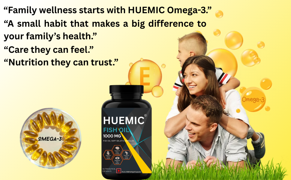 Fish Oil 1000mg | Omega-3 Softgel Capsules | Supports Heart, Brain & Joint Health | EPA & DHA Rich | Pack of 60 Softgel Capsules