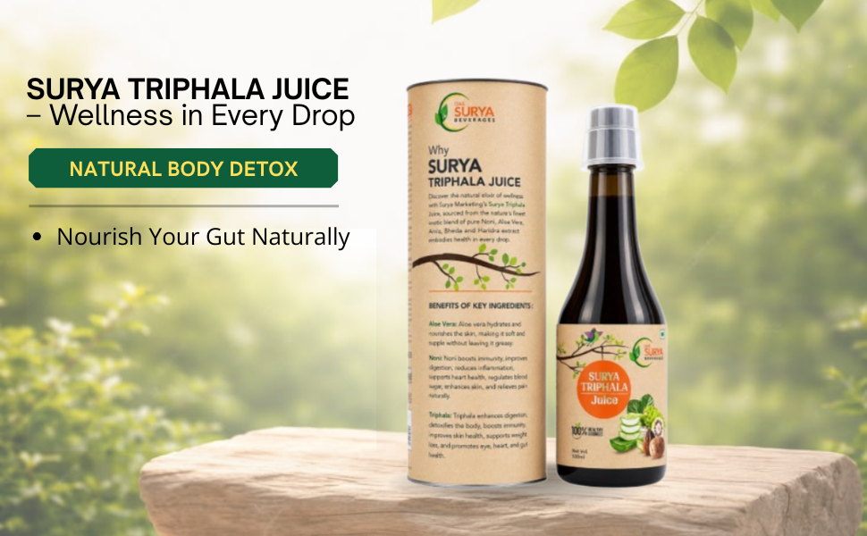 Surya Triphala Juice, Ayurvedic Detox Drink with Harad, Baheda, Amla, Noni and Aloe Vera, 500ml