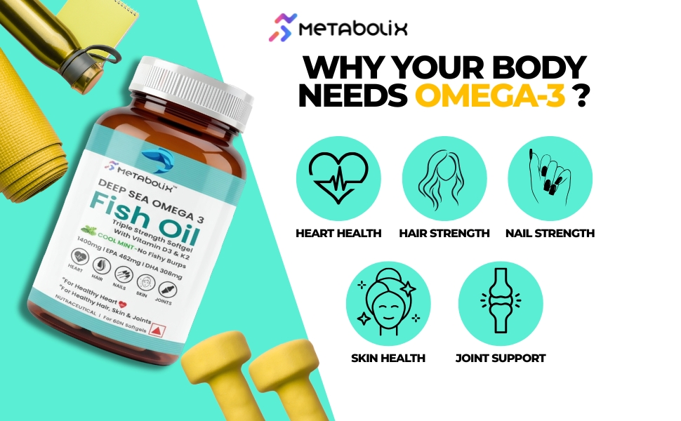 Deep Sea Omega 3 Fish Oil Capsules (60) | High EPA & DHA for Heart, Brain, Joint & Skin Health | Triple Strength Omega 3 supplement for Immunity, Metabolism & Inflammation Support