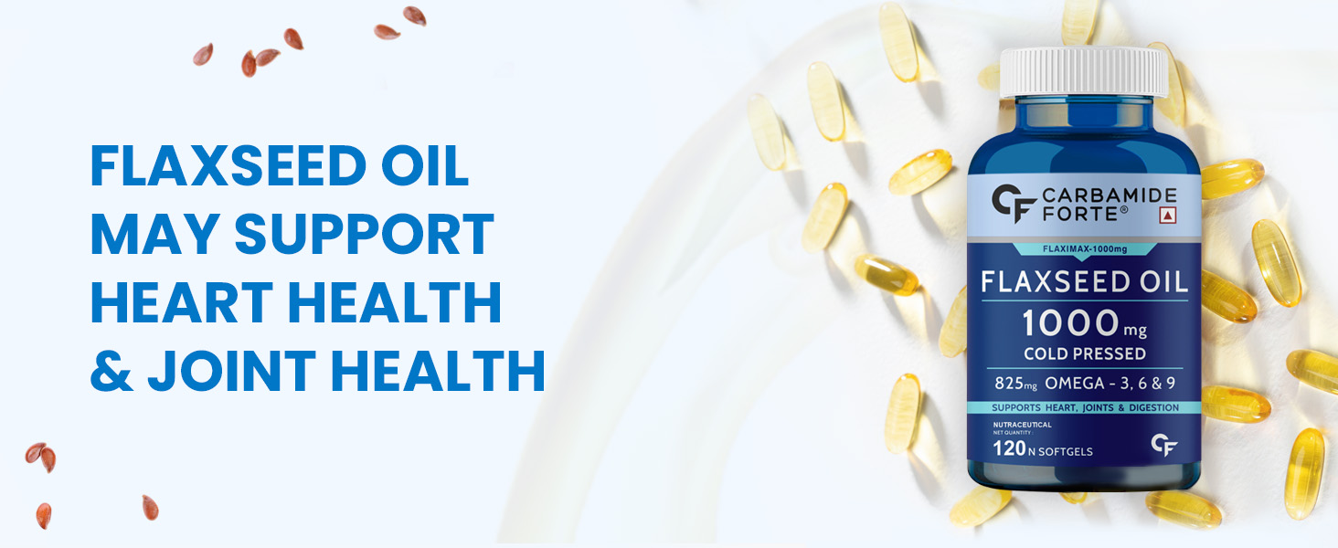 Carbamide Forte Cold Pressed Organic Flaxseed Oil Omega 3 6 9 Capsules (1000mg) - 120 Capsules (Pack of 2)