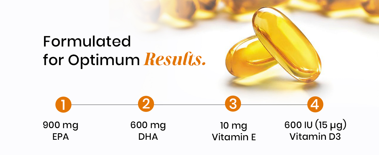Triple Strength Omega 3 Fish Oil Capsules 2500mg | EPA - 900mg, DHA - 600mg, Vitamin E and Vitamin D3 | Supports Heart, Brain, Joints & Eye Health | No Fishy Burps, Lemon Flavour - 30 Softgels | Pack of 3