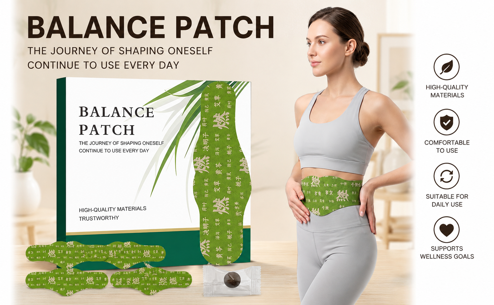 Balance Patch with Herbal Formula, Belly Button Patch for Daily Wellness & Abdominal Comfort, Skin Friendly Adhesive Herbal Waist Patch for Women, 5 Pcs Pack