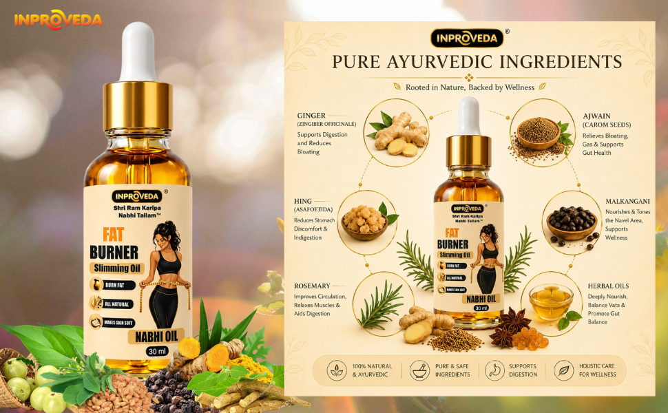 Nabhi Oil Fit & Slim Belly Button Oil | Supports Metabolism, Skin Elasticity & Detox Routine | Ayurvedic Multi Benefit for Daily Wellness & Improve Strength, Stamina & Energy | नाभि तेल | Pack of 01 X 30ml =30ml