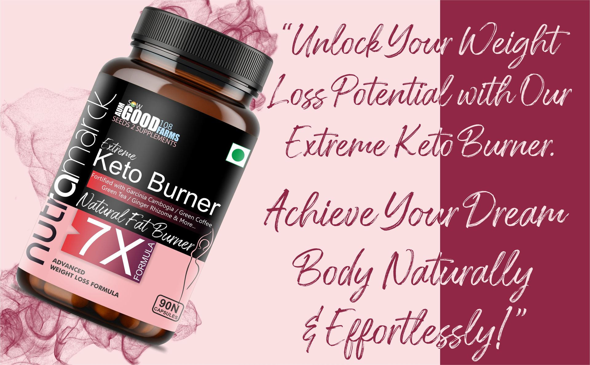 Keto Fat Burner 7X Capsules | Natural Weight Loss Supplement 1000mg With Garcinia Cambogia | Metabolism Booster | Fat Burner For Men & Women (90 Count (Pack of 1)