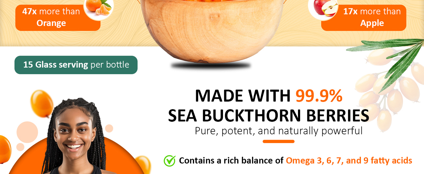 Himalayan Sea Buckthorn Pulp Juice 100ml | Cold-Pressed | Natural Vitamin C, Omega 3 6 7 9, Antioxidants | Immunity, Skin Glow & Gut Health Support | No Added Sugar | Lab Tested |Pack Of 1