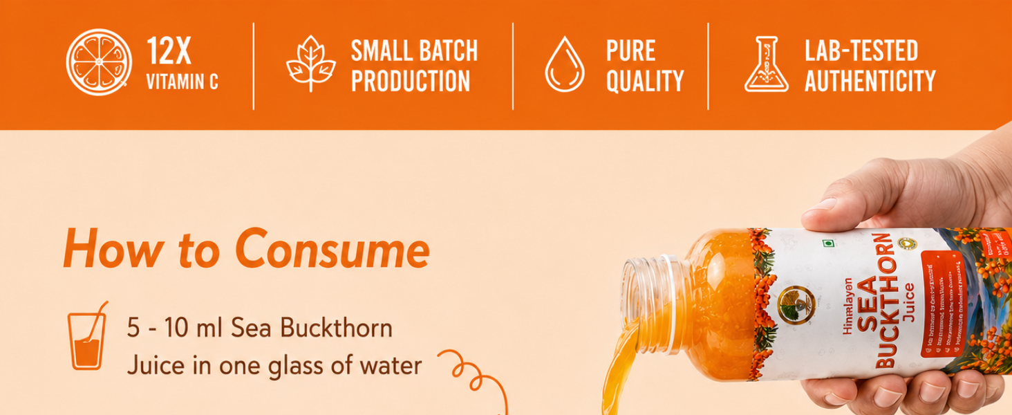 Safehub Himalayan Sea Buckthorn Pulp 300ml | Cold-Pressed Fruit Pulp | Naturally Rich in Vitamin C & Omega 3, 6, 7, 9 | Daily Wellness & Nutrition Drink