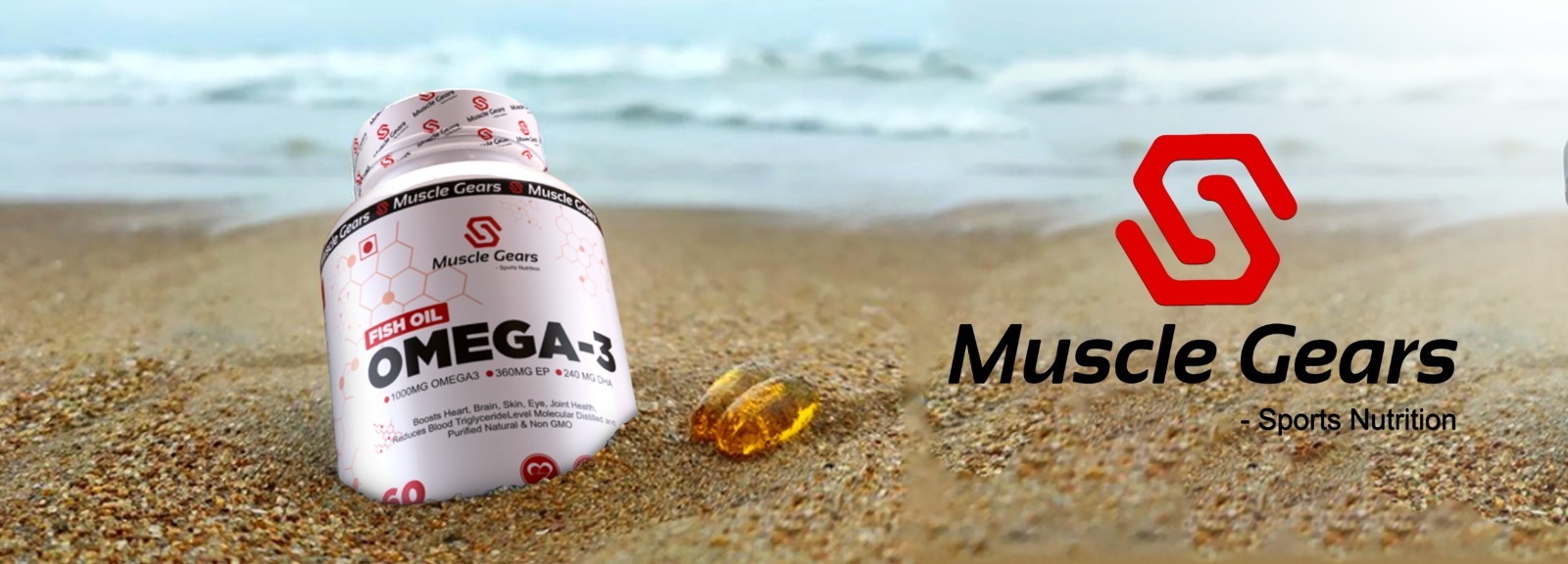 Muscle Gears Omega-3 Fish Oil 1000mg | 360mg EPA & 240mg DHA | Heart, Brain, Eye, Skin & Joint Health | Molecularly Distilled | Non-GMO | For Men & Women | 60 Softgels