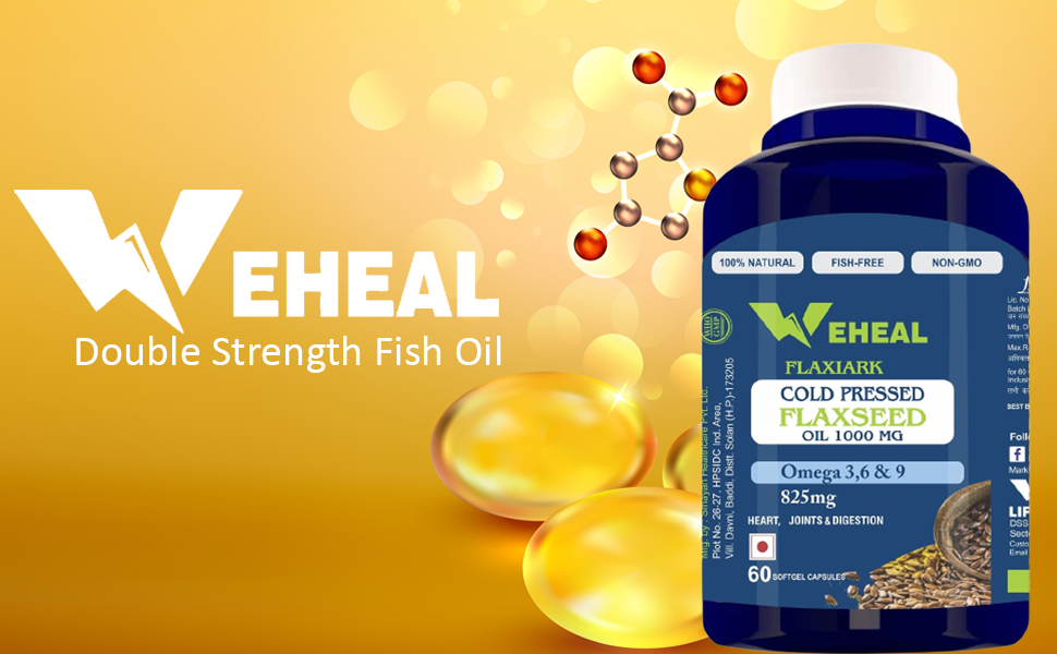 Cold Pressed Flaxseed Oil 1000mg | Omega 3, 6 & 9 for Heart, Joints & Digestion | 60 Softgel Capsules | Non-GMO & Fish-Free