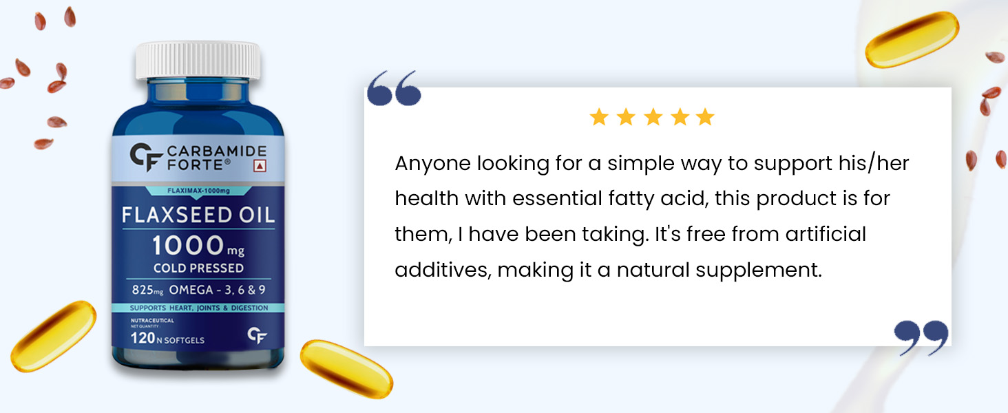 Carbamide Forte Cold Pressed Organic Flaxseed Oil Omega 3 6 9 Capsules (1000mg) - 120 Capsules (Pack of 3)