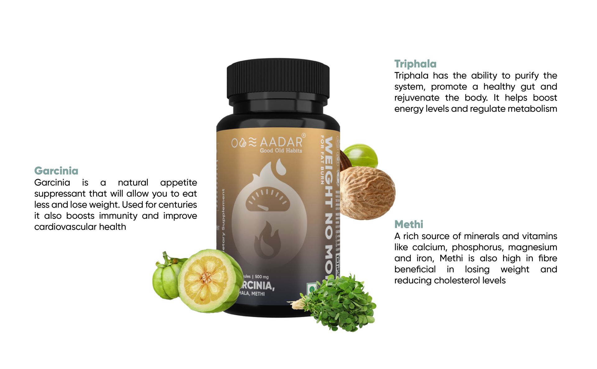 Aadar Weight No More Capsule, 120 Capsules (Pack Of 2)