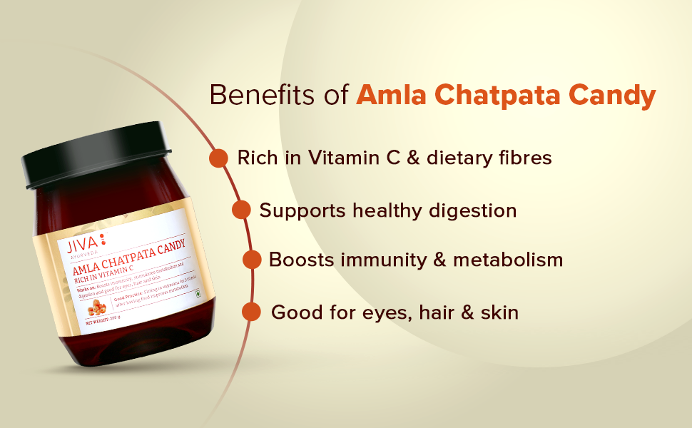 Jiva Amla Chatpata Candy 400gm | Rich In Dietary Fibres & Vitamin C, Boosts Immunity, Supports Healthy Digestion (Pack Of 1)