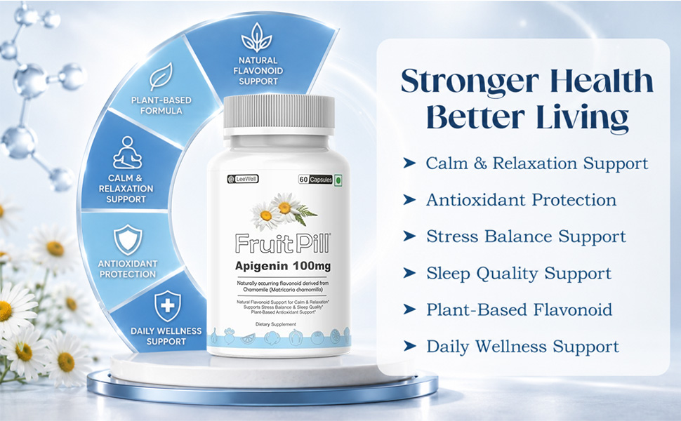 (LeeWell) Apigenin 100mg, Natural Flavonoid Supplement for Calm and Relaxation - 60 Capsules