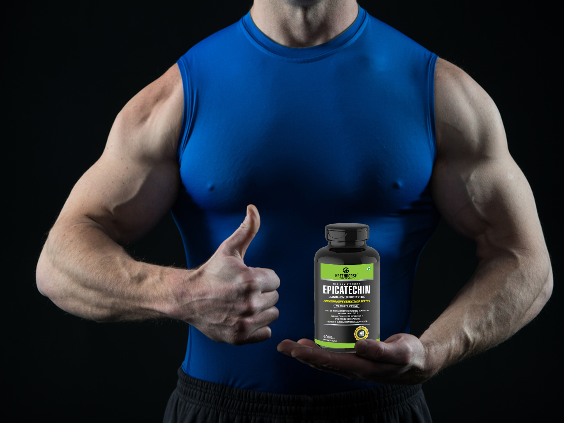 GREENDORSE EPICATECHIN- 99% Purity Workout Capsules | Lean Muscle Growth, Myostatin Inhibitor, Nitric Oxide Booster, Improved blood flow & cognitive functions | Lab tested- 60 Veg capsules