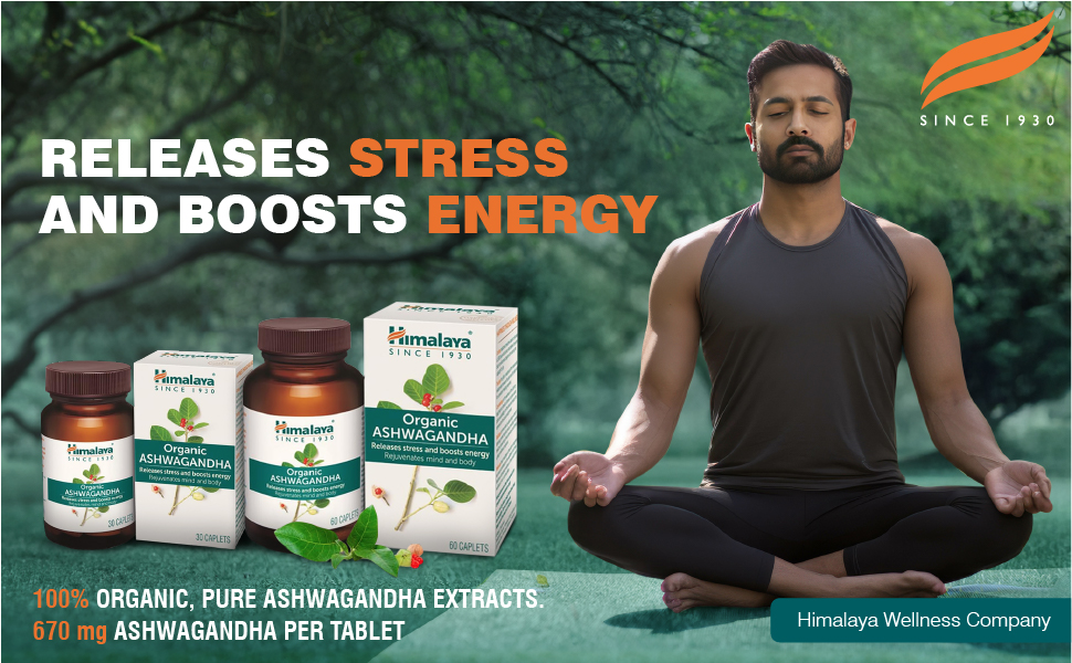 Himalaya Organic Ashwagandha 670Mg Tablet | 100% Pure Ashwagandha Root Extract | Clinically Proven | Helps Relieve Stress & Anxiety | Rejuvenates Mind And Body | Pack Of 30