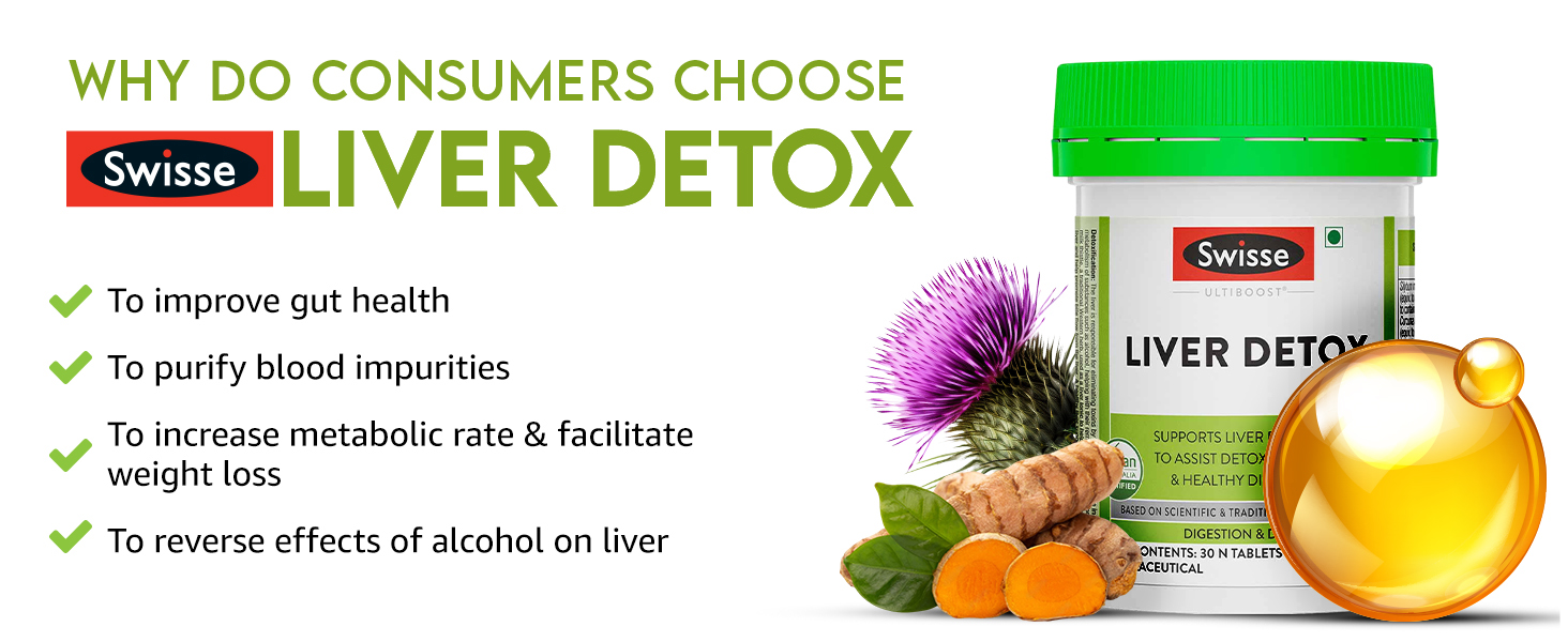 Swisse Liver Detox (Australia's No.1 Detox Supplement) with High Strength 500mg Milk Thistle, Turmeric & Choline for Protection Against Fatty Liver and Detox - 30 Tablets