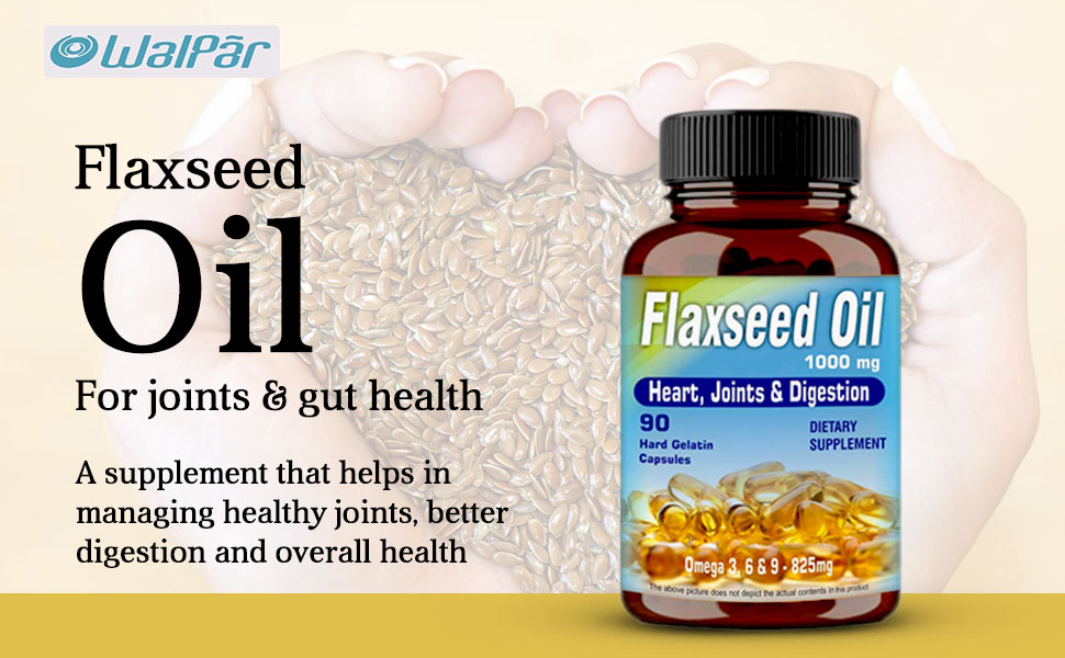 Walpar Cold Pressed Organic Flaxseed Oil 1000mg Omega 3, 6, 9-90 Capsules (Pack of 1)