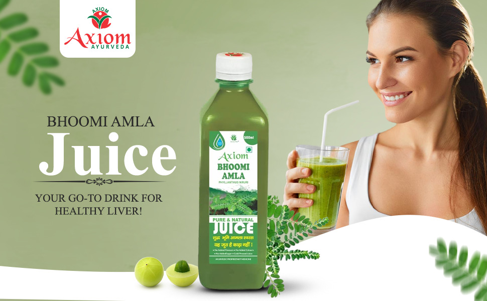 Axiom Ayurveda Bhoomi Amla Juice - 500 ml | Natural liver detoxifier | Strengthens the digestive system | Rich Supplement with Pure Bhumi Amla Herbs