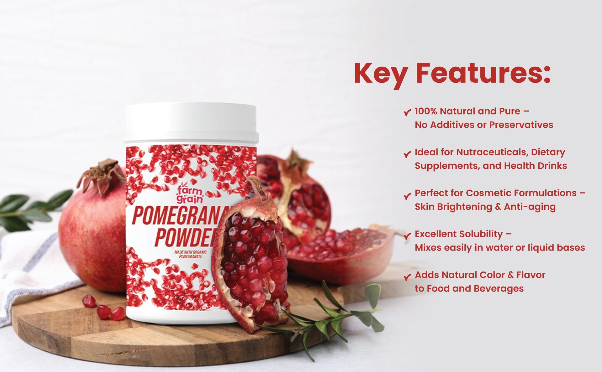 Natural Organic Anar Powder | No Added Chemicals | Pomegranate Powder For Drink | Natural Face pack Powder 250g